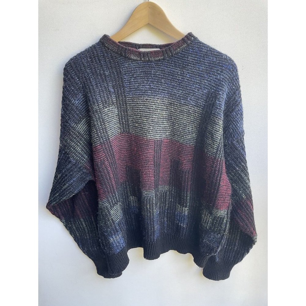 Mondo Italy Vintage 80s Sweater Medium Black Geometric Size L Unisex